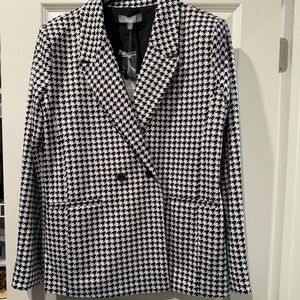 BNWT Women's Marled Black and White Houndstooth Blazer